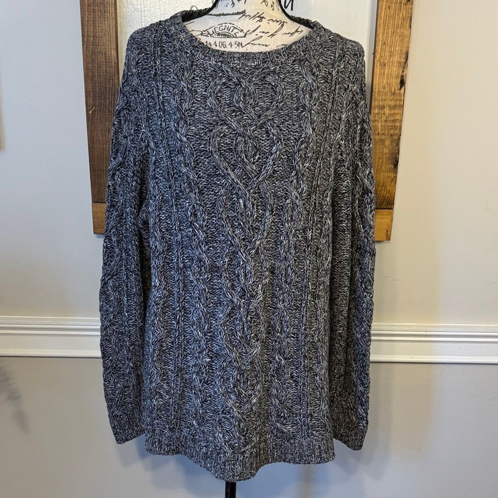 J Jill Marbled Cable Knit Sweater